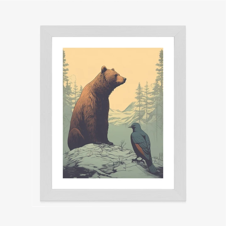 Plakat Niedźwiedź Brunatny Na Tle Śnieżnych Wzgórz
