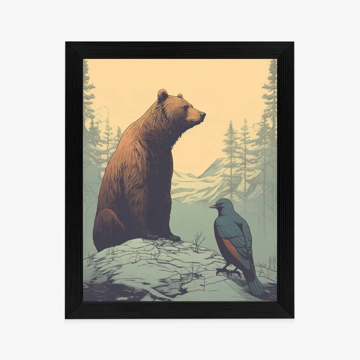 Plakat Niedźwiedź Brunatny Na Tle Śnieżnych Wzgórz