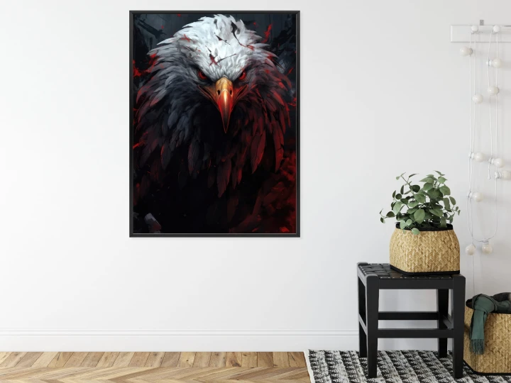 Plakat Orzeł Z Czerwonymi I Czarnymi Piórami Z Groźnym Spojrzeniem