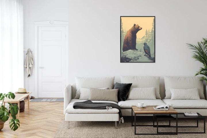 Plakat Niedźwiedź Brunatny Na Tle Śnieżnych Wzgórz