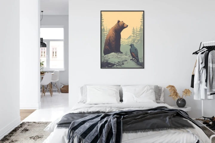 Plakat Niedźwiedź Brunatny Na Tle Śnieżnych Wzgórz