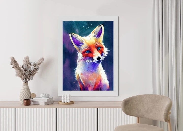 Plakat Portrait Of Wild Fox Watercolor, Wallpaper Painting, Animal