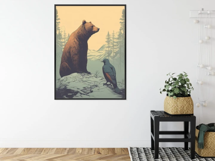 Plakat Niedźwiedź Brunatny Na Tle Śnieżnych Wzgórz