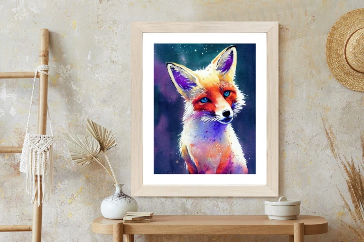 Plakat Portrait Of Wild Fox Watercolor, Wallpaper Painting, Animal