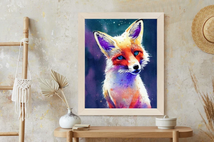 Plakat Portrait Of Wild Fox Watercolor, Wallpaper Painting, Animal