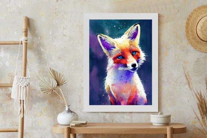 Plakat Portrait Of Wild Fox Watercolor, Wallpaper Painting, Animal