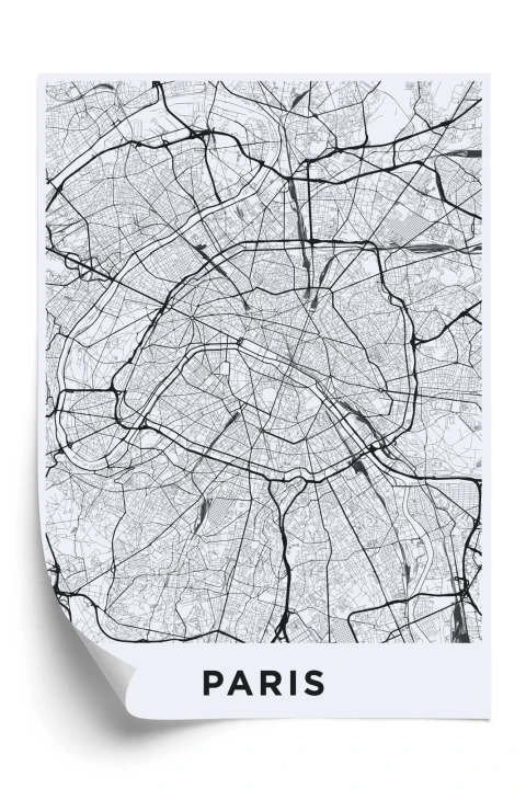 Plakat Ulice Paryża Z Lotu Ptaka - Plan