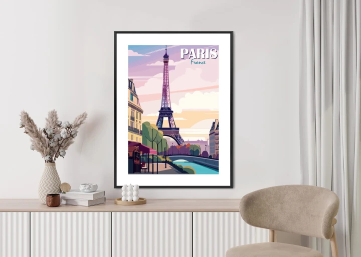 Plakat Paryż Wieża Eiffla Nad Sekwaną