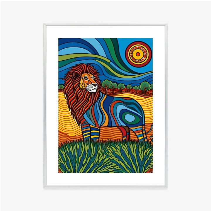 Plakat Surrealistyczna Grafika Lew