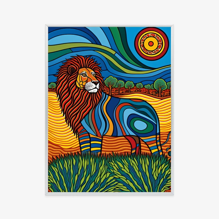 Plakat Surrealistyczna Grafika Lew