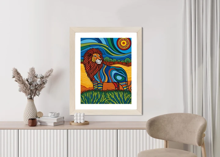 Plakat Surrealistyczna Grafika Lew