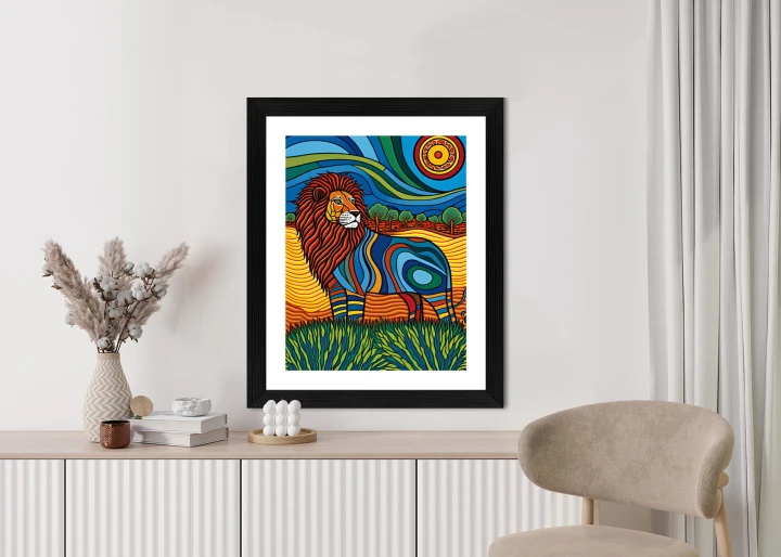 Plakat Surrealistyczna Grafika Lew