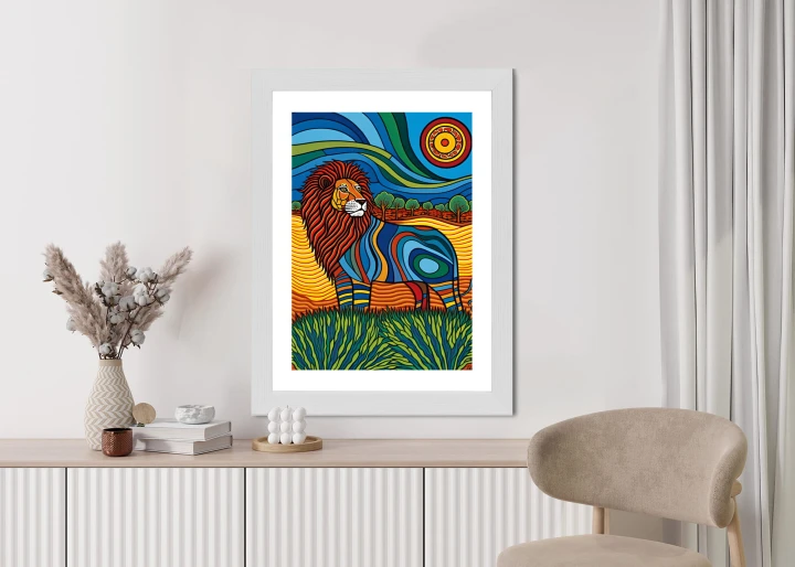 Plakat Surrealistyczna Grafika Lew