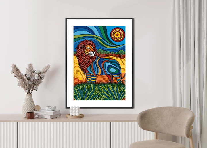 Plakat Surrealistyczna Grafika Lew