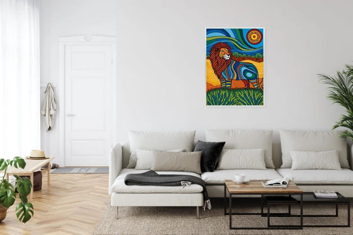Plakat Surrealistyczna Grafika Lew