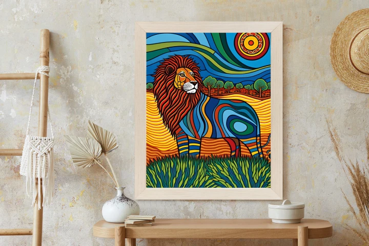 Plakat Surrealistyczna Grafika Lew