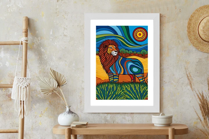Plakat Surrealistyczna Grafika Lew