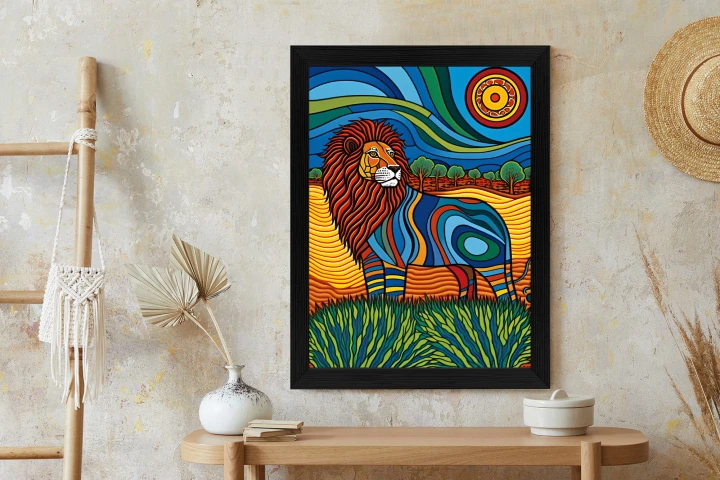 Plakat Surrealistyczna Grafika Lew