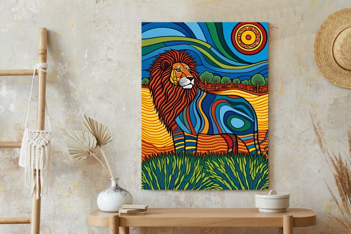 Plakat Surrealistyczna Grafika Lew
