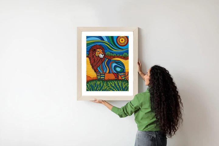 Plakat Surrealistyczna Grafika Lew