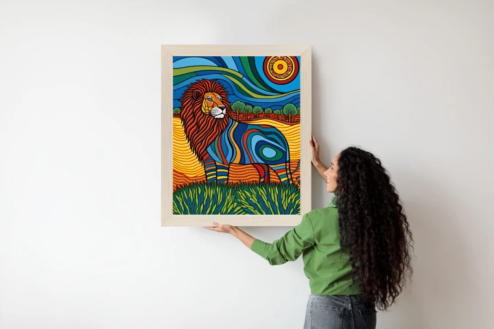 Plakat Surrealistyczna Grafika Lew