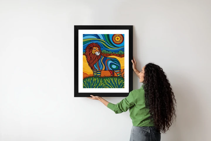 Plakat Surrealistyczna Grafika Lew