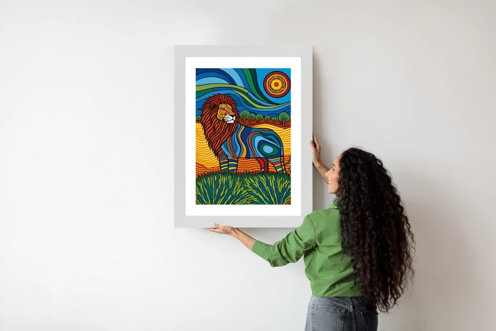 Plakat Surrealistyczna Grafika Lew