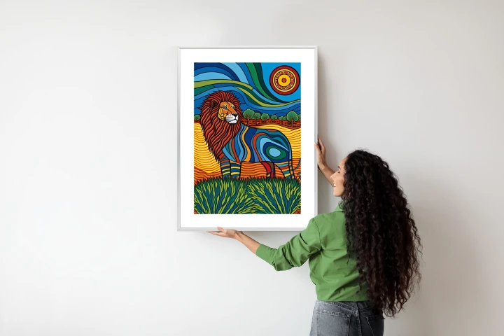 Plakat Surrealistyczna Grafika Lew