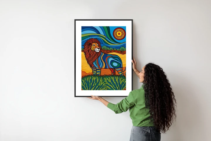 Plakat Surrealistyczna Grafika Lew