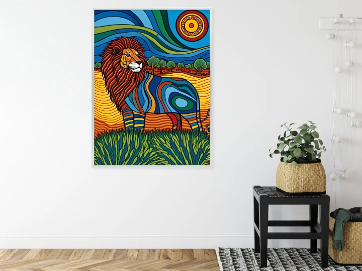 Plakat Surrealistyczna Grafika Lew