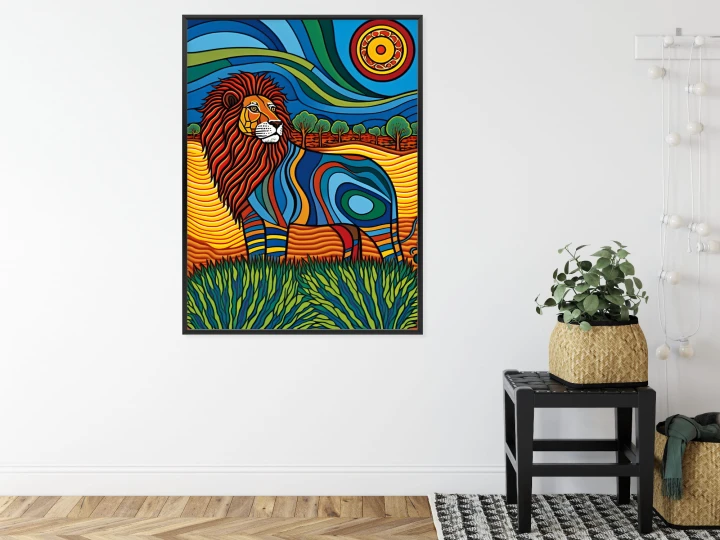 Plakat Surrealistyczna Grafika Lew