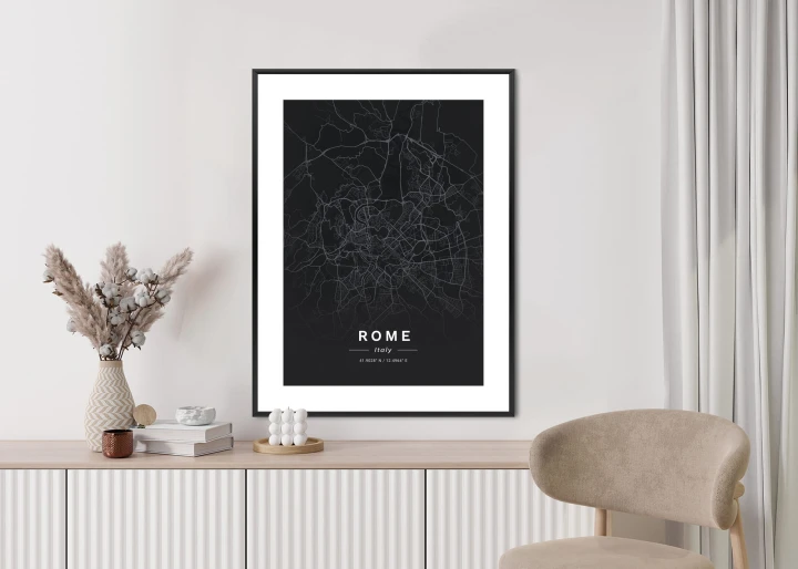 Plakat Mapa Rzymu W Minimalistycznym Stylu