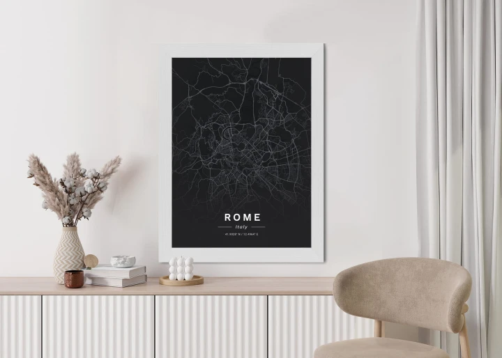 Plakat Mapa Rzymu W Minimalistycznym Stylu