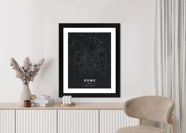 Plakat Mapa Rzymu W Minimalistycznym Stylu