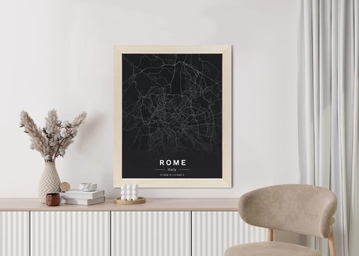 Plakat Mapa Rzymu W Minimalistycznym Stylu