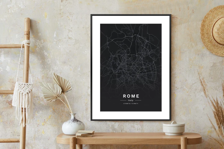 Plakat Mapa Rzymu W Minimalistycznym Stylu