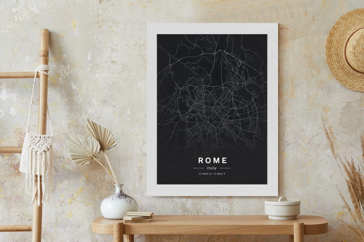 Plakat Mapa Rzymu W Minimalistycznym Stylu