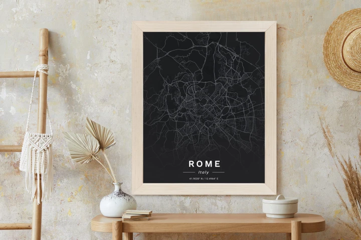 Plakat Mapa Rzymu W Minimalistycznym Stylu