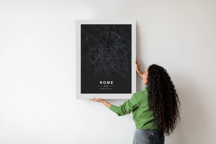 Plakat Mapa Rzymu W Minimalistycznym Stylu