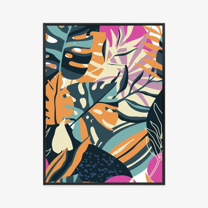 Plakat Wielokolorowe Tropikalne Liście