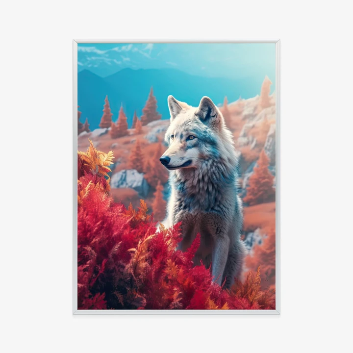 Plakat Wilk W Naturze W Górskiej Dolinie