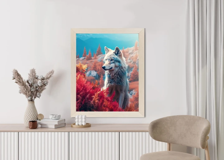 Plakat Wilk W Naturze W Górskiej Dolinie