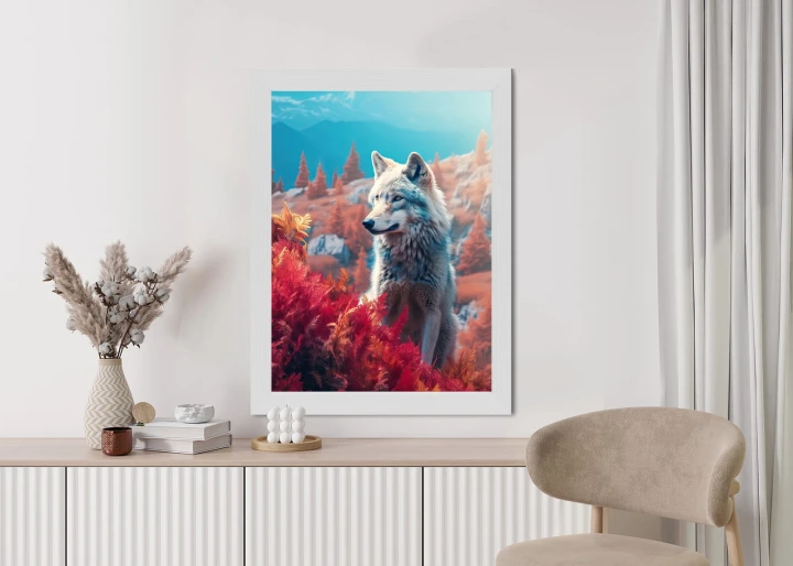 Plakat Wilk W Naturze W Górskiej Dolinie