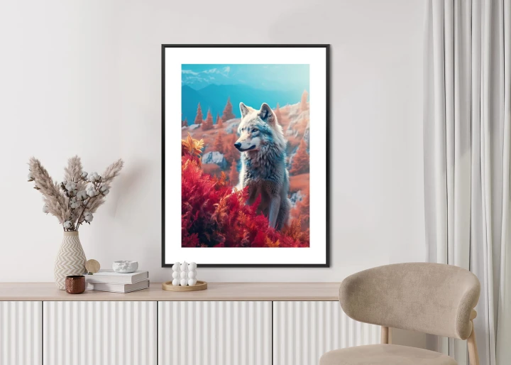 Plakat Wilk W Naturze W Górskiej Dolinie