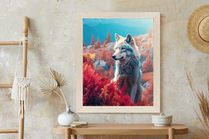 Plakat Wilk W Naturze W Górskiej Dolinie