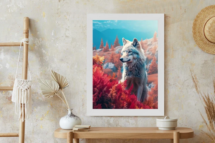 Plakat Wilk W Naturze W Górskiej Dolinie