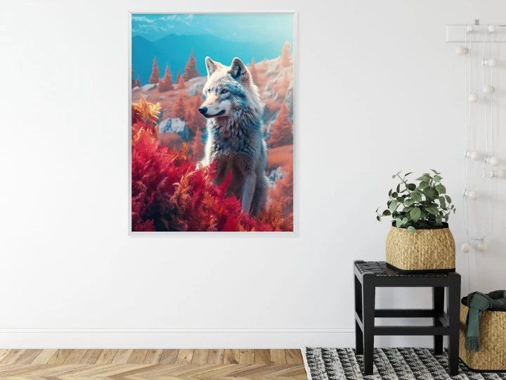 Plakat Wilk W Naturze W Górskiej Dolinie