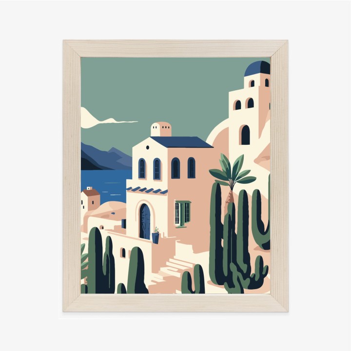 Plakat Architektura I Roślinność Na Wyspie Santorini