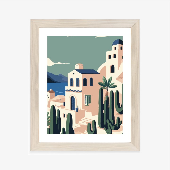 Plakat Architektura I Roślinność Na Wyspie Santorini