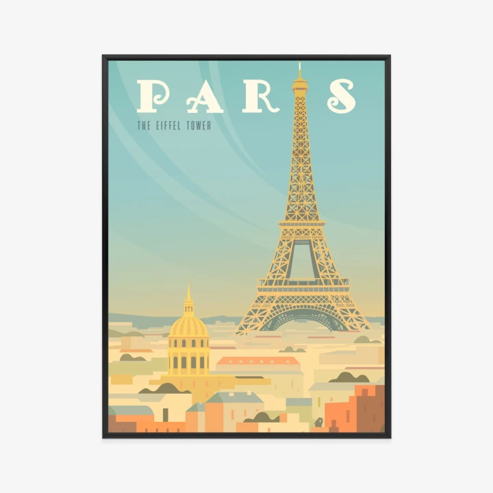Plakat Wieża Eiffla Ponad Domami Paryża